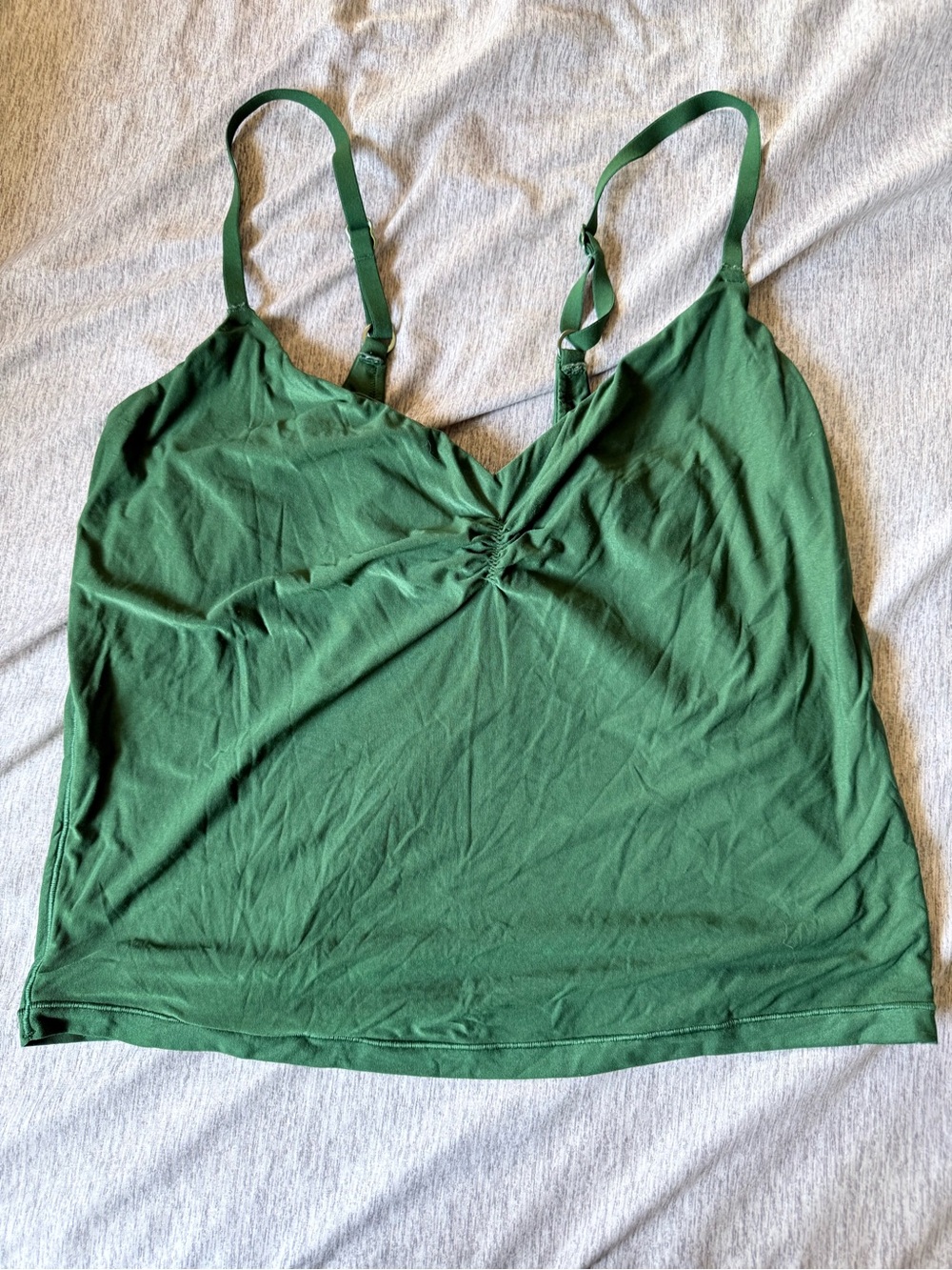 Aerie SMOOTHEZ Green V-Neck Ruched Cami Tank Top